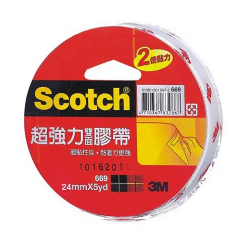 3M Scotch 669超強力棉紙雙面膠帶24mm*5Y